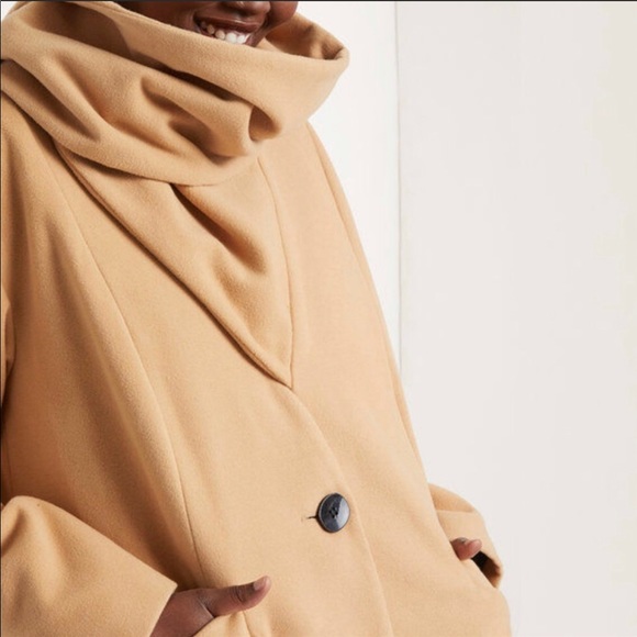 Eloquii Jackets & Blazers - Eloquii Camel Coat with Attached Cowl Drape Scarf